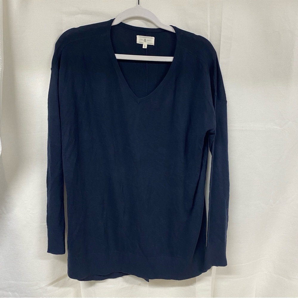 Lou & Grey Navy V-Neck Sweater